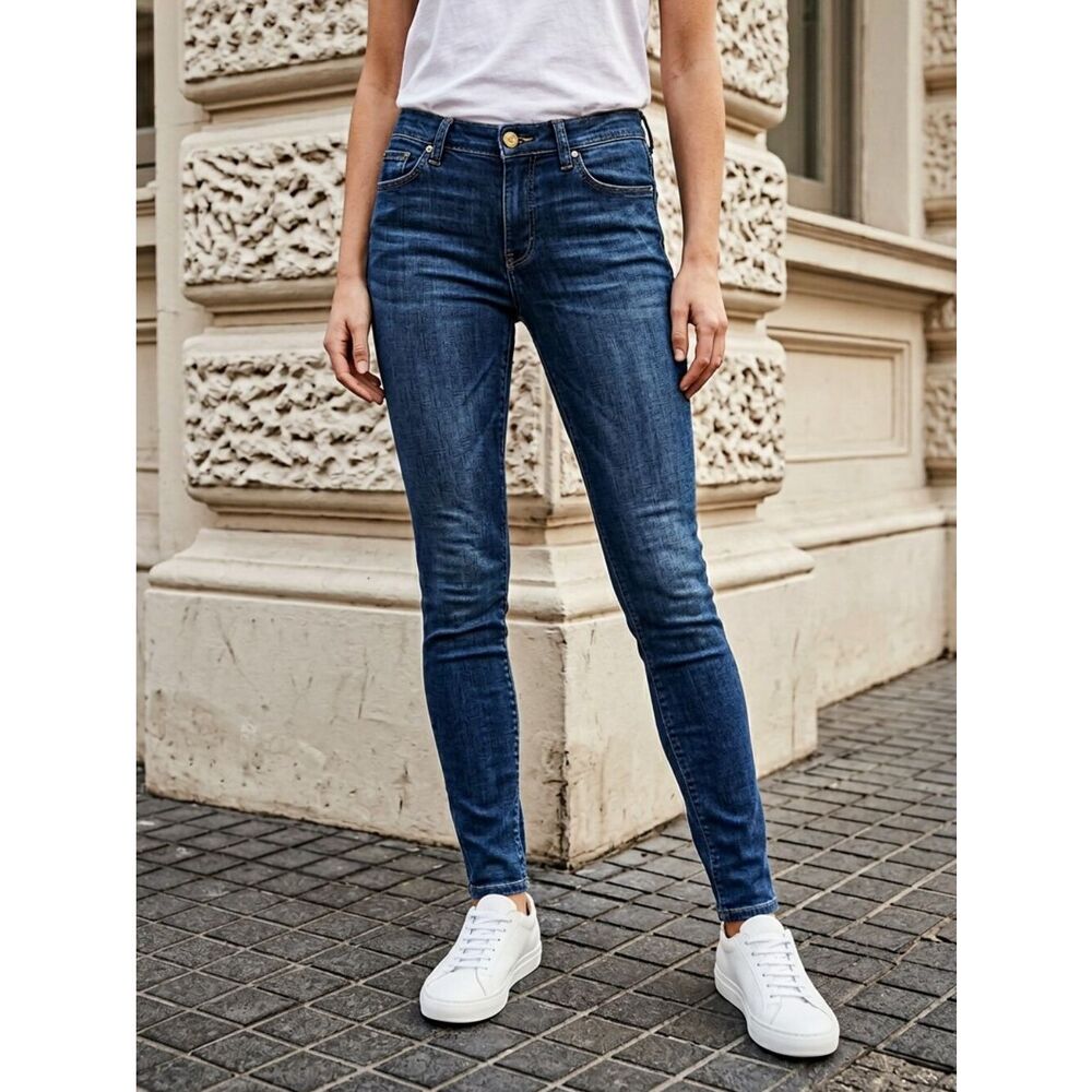 Hudson Colette Mid Rise Skinny Jeans Dark Wash Stretch Premium Denim Size 26